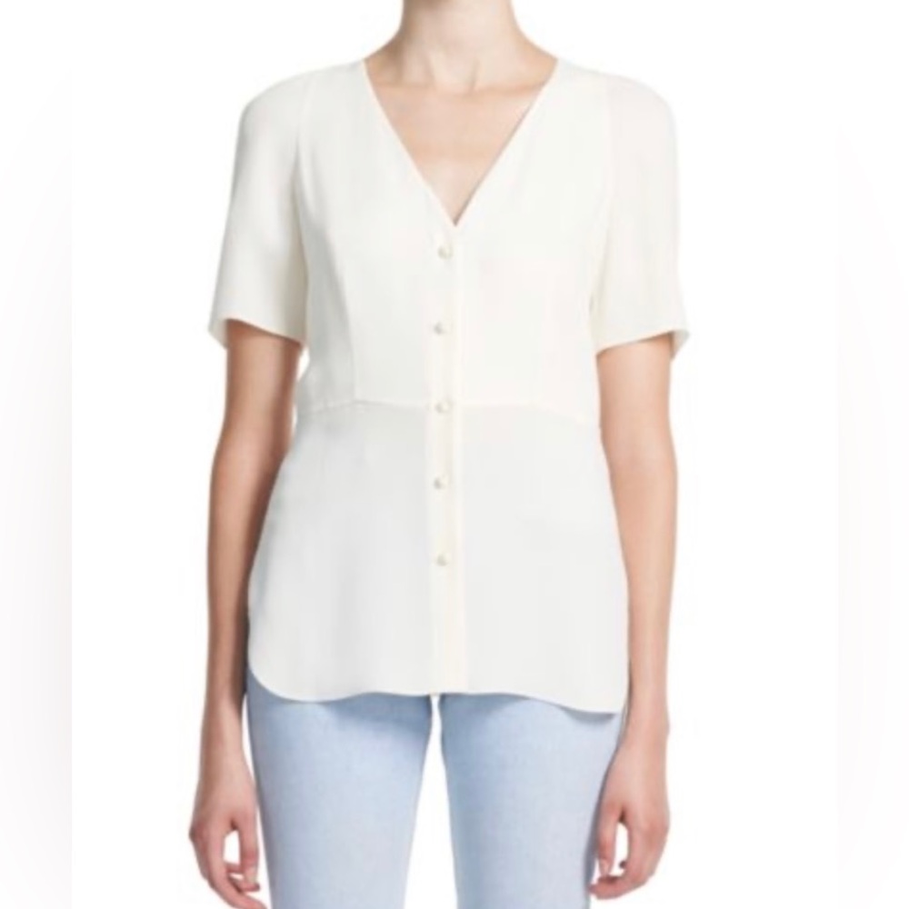 Theory cream button down blouse